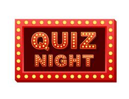 Retro light text quiz night. Retro light bulb. Vector stock illustration