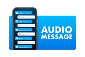 Voice, Record Audio message, speech bubble. Messenger chat screen. Vector stock illustration