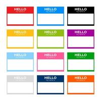 Set Hello my name is label sticker on white background. Vector stock illustration.