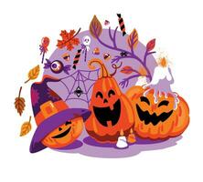 Laughing Halloween pumpkin. Happy Halloween illustration. Vector. vector