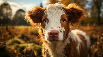 Close-up photo of a Cow looking any direction. Generative AI