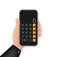 Button with black calculator smartphone. Mobile app interface. Phone display. Mobile phone smartphone device gadget. Vector stock illustration