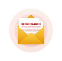 letter of resignation paper document, file. Vector stock illustration