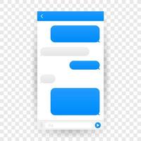 Chat Interface Application with Dialogue window. Clean Mobile UI Design Concept. Sms Messenger. Vector stock illustration.