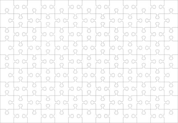 Jigsaw puzzle blank template or cutting guidelines. Vector illustration