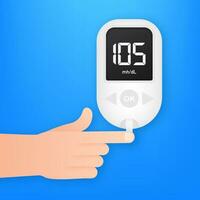 Blood glucose meter level test. Diabetes glucometer. Abstract concept graphic web banner element. Vector illustration