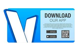 Download page of the mobile app. Empty screen smartphone for you app. Download app. Vector stock illustration.