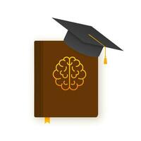 Brain reading a book. Reading for exam, knowledge, studying. Vector stock illustration