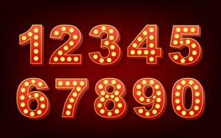 Retro light text, great design for any purposes. Vector retro light bulb alphabet, number. Vector stock illustration