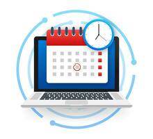 Calendar and clock icon. Wall calendar. Important, schedule, appointment date. Vector stock illustration