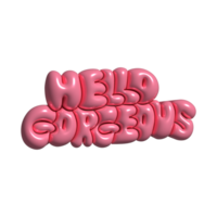 Hallo prachtig - 3d renderen motiverende meisjesachtig citaat. hand- getrokken bubbel belettering. mooi zo voor vodje boeken, affiches, textiel, geschenken, werken stelt. raster png