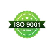 ISO 9001 Certified badge, icon. Certification stamp. Flat design vector