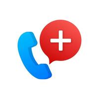 Flat illustration with red emergency call for concept design. Call icon vector. Hotline concept vector