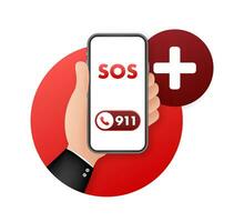 SOS emergency call. 911 calling. A cry for help. Vector stock illustration