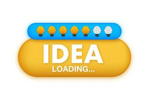 Idea loading concept with idea brain processed on a lightbulb bar. Vector stock illustration