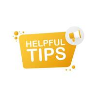 Hand holding megaphone   Helpful tips. Vector stock illustration.