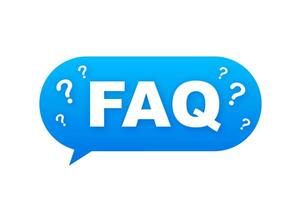 Frequently asked questions FAQ banner. Computer with question icons. Vector stock illustration