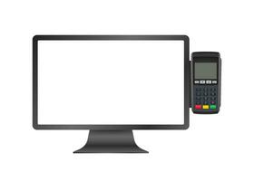 Pos Tablet computers, cash register Equipments. Business vector icon