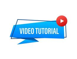 Video tutorials Button, icon, emblem, label Vector stock illustration