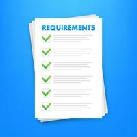 Requirements specifications document. Describing user task in document. Vector stock illustration