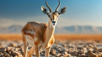 Close-up photo of a Sand Gazelle looking any direction in the Desert. Generative AI