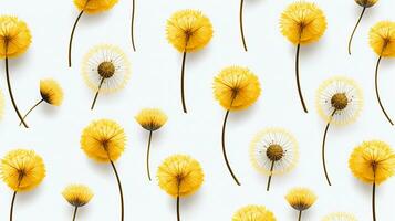 Dandelion flower patterned background. Flower texture background. Generative AI photo