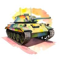 the tank of the russian army, painted with watercolor. photo