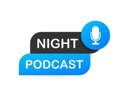 Night Podcast icon, vector symbol in flat isometric style isolated on color background. Vector stock illustration.