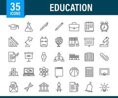 Set icon education for mobile app design. Online course line icon set. Online study, education. Vector stock illustration