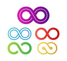 Infinity in abstract style on white background. Round logo. Future concept. Vector stock illustration