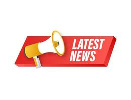 Megaphone label with latest news. Megaphone banner. Web design. Vector stock illustration.