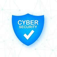 Cyber security vector logo with shield and check mark. Security shield concept. Internet security. Vector illustration.