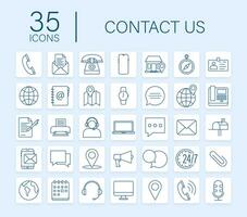 Trendy icon with contact us Thin line business icon set. for web design. Vector stock illustration