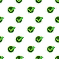 Checkmark. Green approved pattern on white background. Vector stock illustration