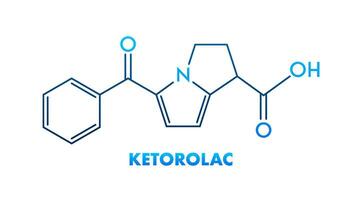 Ketorolac concept chemical formula icon label, text font vector illustration.