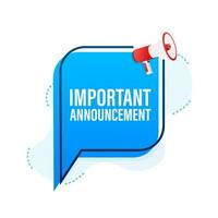 Megaphone with important announcement. Megaphone banner. Web design. Vector stock illustration