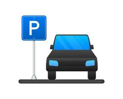 Template with blue parking. Logo, icon, label. Parking on white background. Web element. Vector stock illustration.