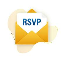 RSVP mail icon. Please respond to mail linear sign. Vector stock illustration