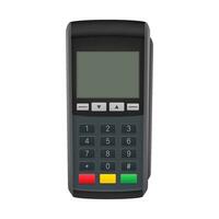 Payment terminal mockup. Pos terminal with blank screen. Cash register. Vector stock illustration.