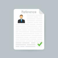 Reference letter icon. Recommendation letter. Job application. Vector stock illustration.