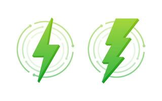 Lightning green bolt. Thunder bolt, lighting strike expertise. Vector illustration