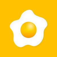 Fried egg isolated on yellow background. Fried egg flat icon vector