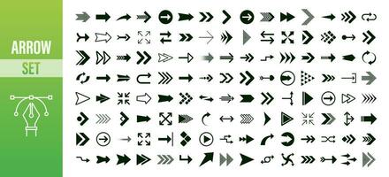 Arrows big black set icons. Arrow icon. Arrows for web design, mobile apps, interface and more. Vector stock illustration