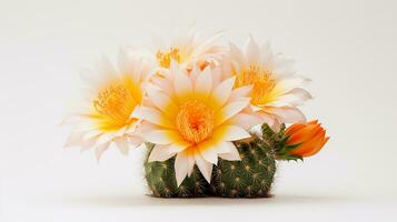 Photo of beautiful Cactus flower isolated on white background. Generative AI