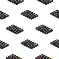 Black calculator pattern on white background. Modern design. Electronic portable calculator. Vector stock illustration