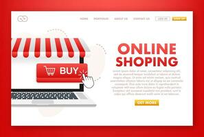 Shopping Online on Website. Online store, shop concept on laptop screen. Vector illustration.
