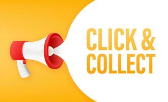 Megaphone click and collect banner. Flat style. Website vector icon. Vector stock illustration