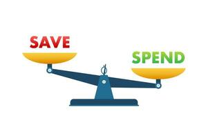 Save or spend balance on the scale. Balance on scale. Business Concept. illustration vector