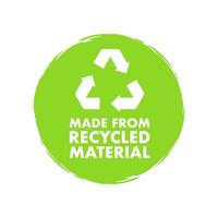 Made With Recycled Materials sign, label. Vector stock illustration.
