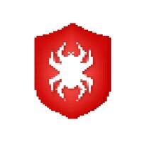 Danger symbol vector illustration. Virus protection. Computer virus alert. Safety internet technology, data secure. Pixel icon